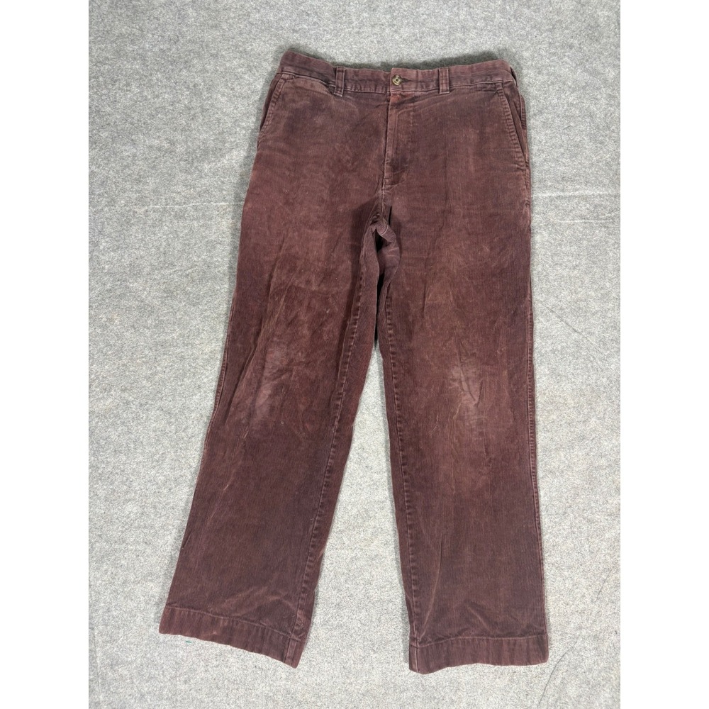 LL Bean Double L Natural Fit Corduroy Pants Mens 36x32 Burgundy Maroon 0BFR5